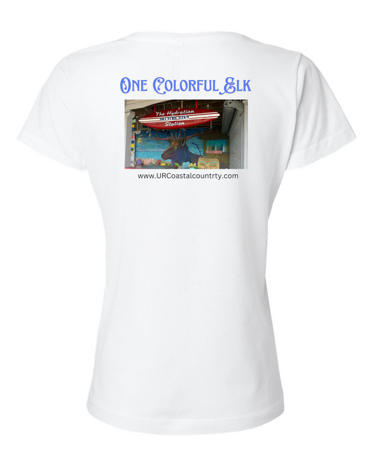 Elks Lodge Art Walk Womens White V-Neck