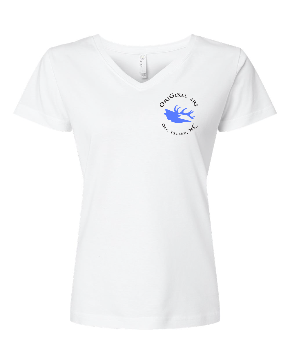 Elks Lodge Art Walk Womens White V-Neck